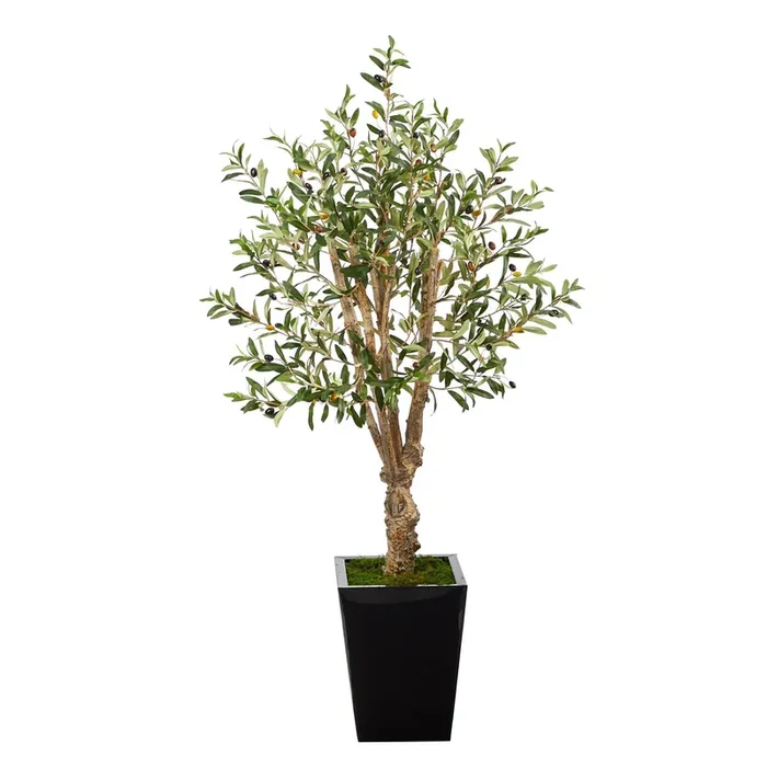 4.5′ Olive Artificial Tree in Black Metal Planter