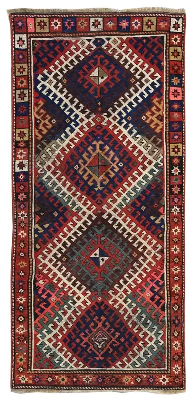 Antique Kazak Handwoven Tribal Rug, JF8007