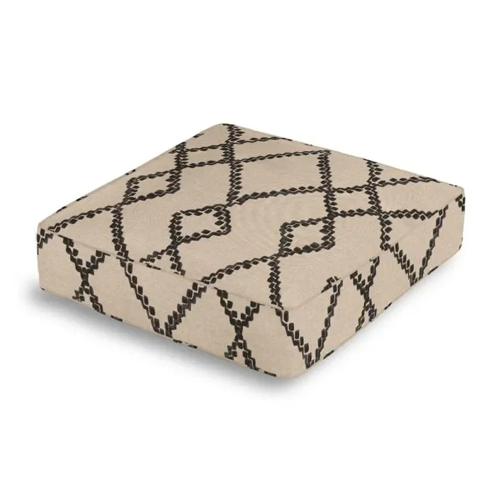 Box Floor Pillow in Trellis Island – Black