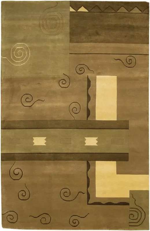 Chandra Aadi Aad1335 Green / Brown / Light Gold Rugs