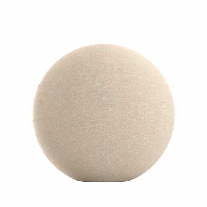 Circular Throw Pillow in Slubby Linen – Cream