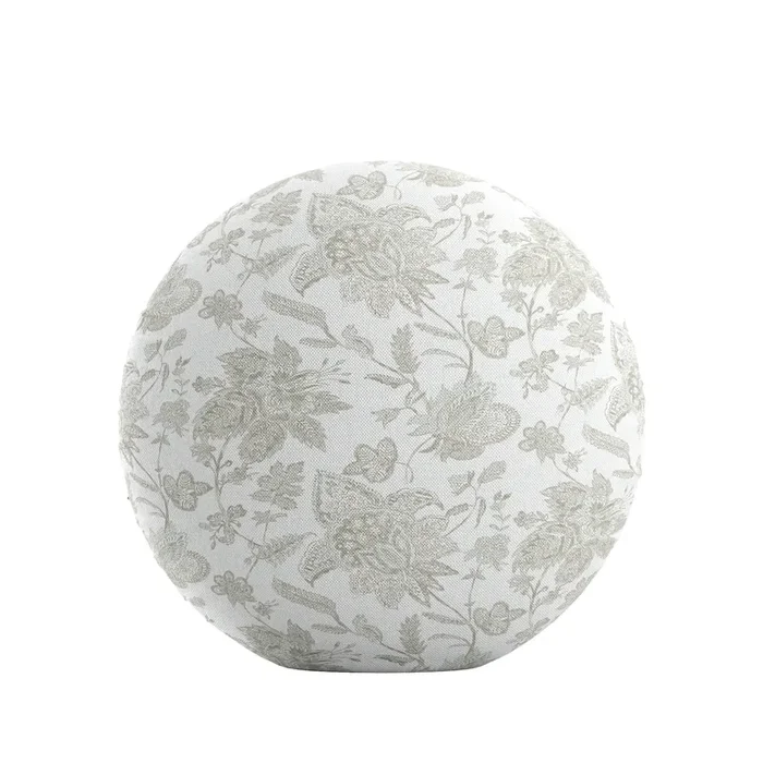 Circular Throw Pillow in Toile – Rich Cream