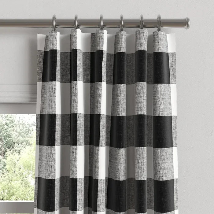 Convertible Drapery in Buffalo Check – Black