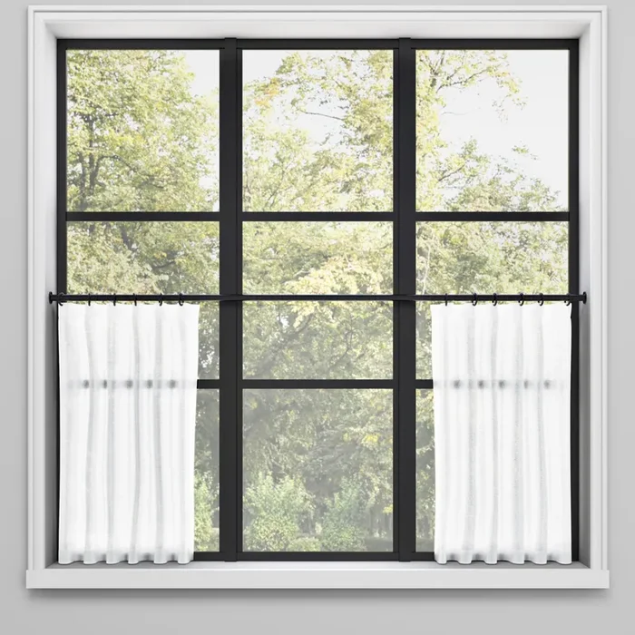 Convertible Pleat Cafe Curtain in Linen Sheer – Optic White