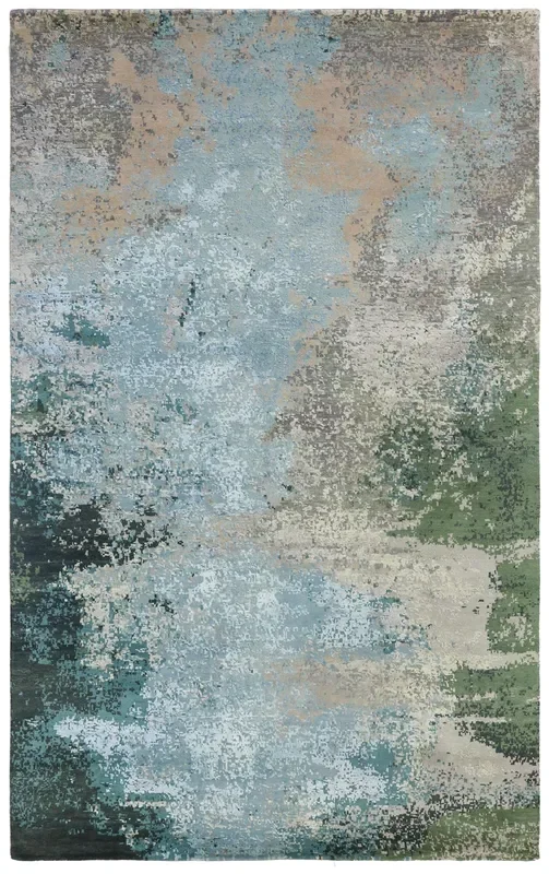 Digital Rain Handwoven Contemporary Rug, J73614