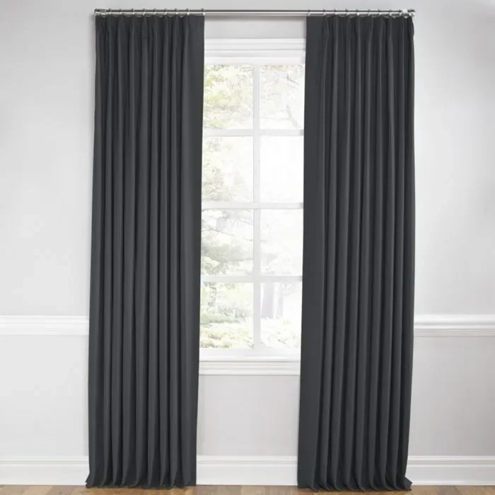 Euro Pleat Drapery in Classic Linen – Steel