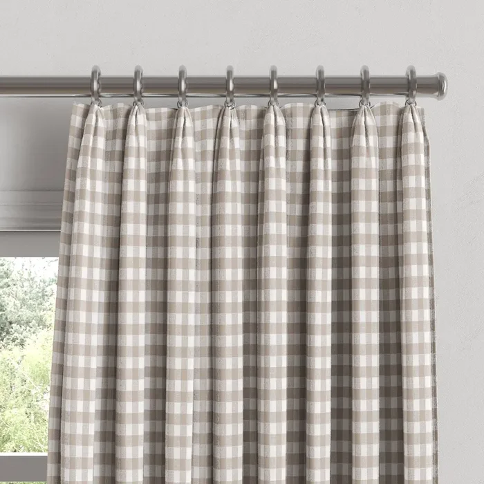 Euro Pleat Drapery in Gingham – Hay
