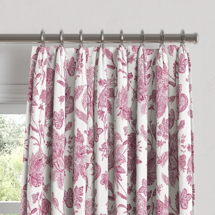 Euro Pleat Drapery in Toile – Strawberry