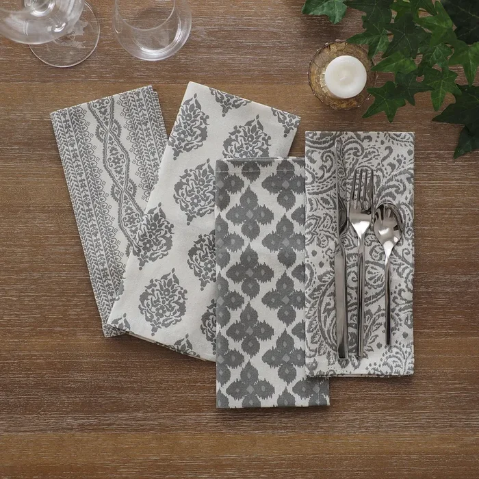 Everyday Casual Prints Assorted Cotton Fabric Napkins, Set of 24