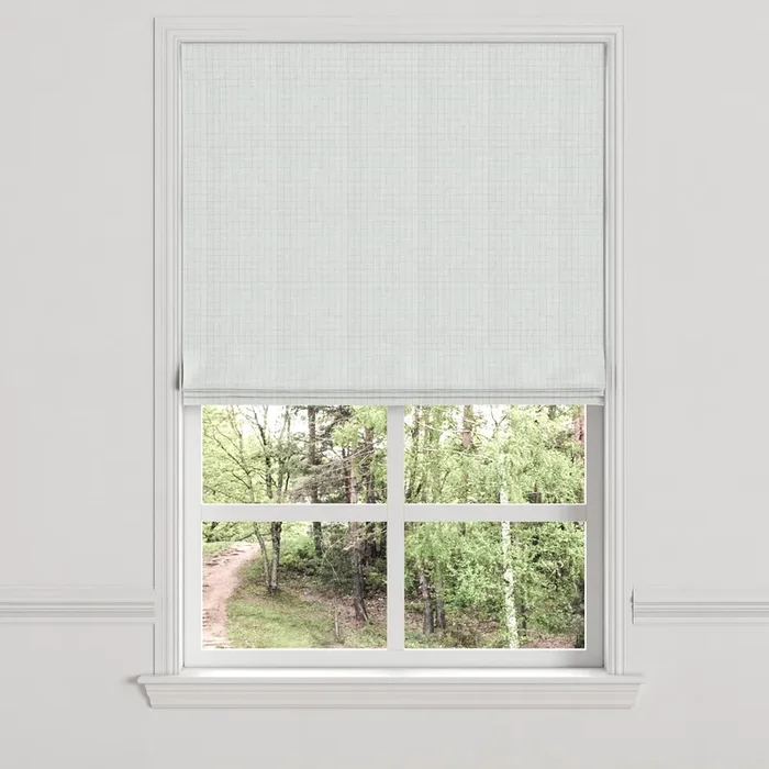 Flat Roman Shade in 100% Linen – Salt Air