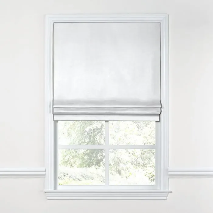 Flat Roman Shade in Classic Linen – Optic White
