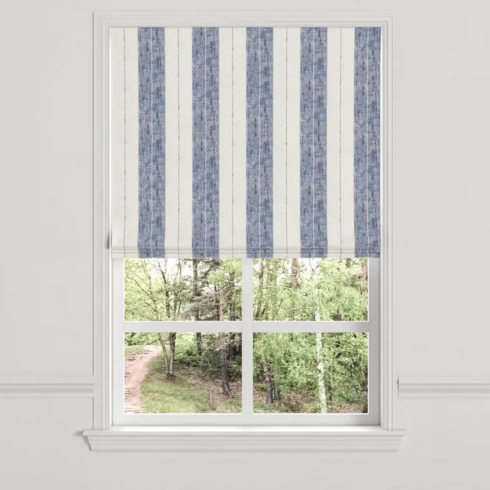 Flat Roman Shade in French Laundry Stripe – Navy
