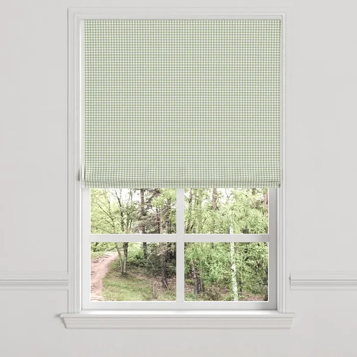Flat Roman Shade in Gingham – Sage