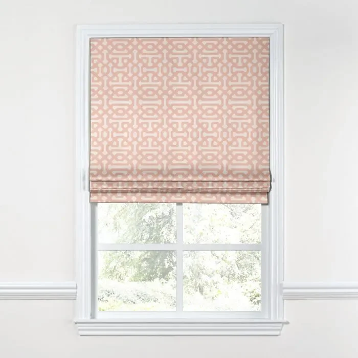 Flat Roman Shade in Sunbrella® Fretwork – Cameo