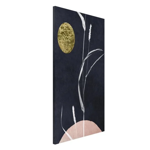 Magnettafel Goldener Mond mit Schilf