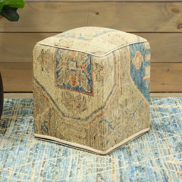 Oushak Rug Ottoman, J80382