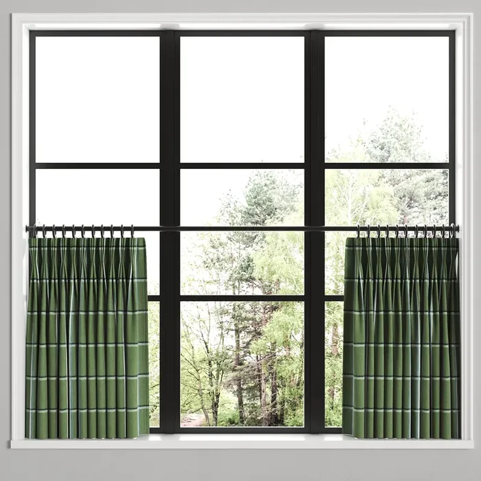 Pinch Pleat Cafe Curtains in Check With Me – Pine