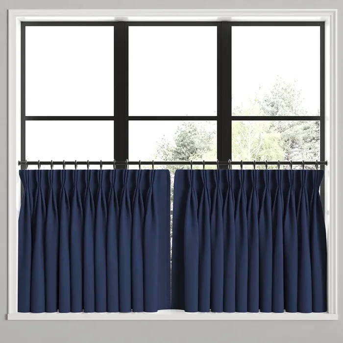Pinch Pleat Cafe Curtains in Classic Linen – Ink