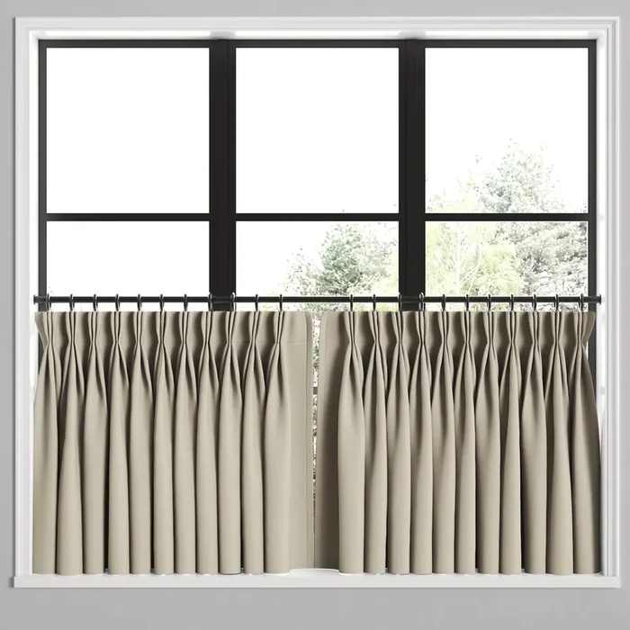 Pinch Pleat Cafe Curtains in Classic Linen – Toast