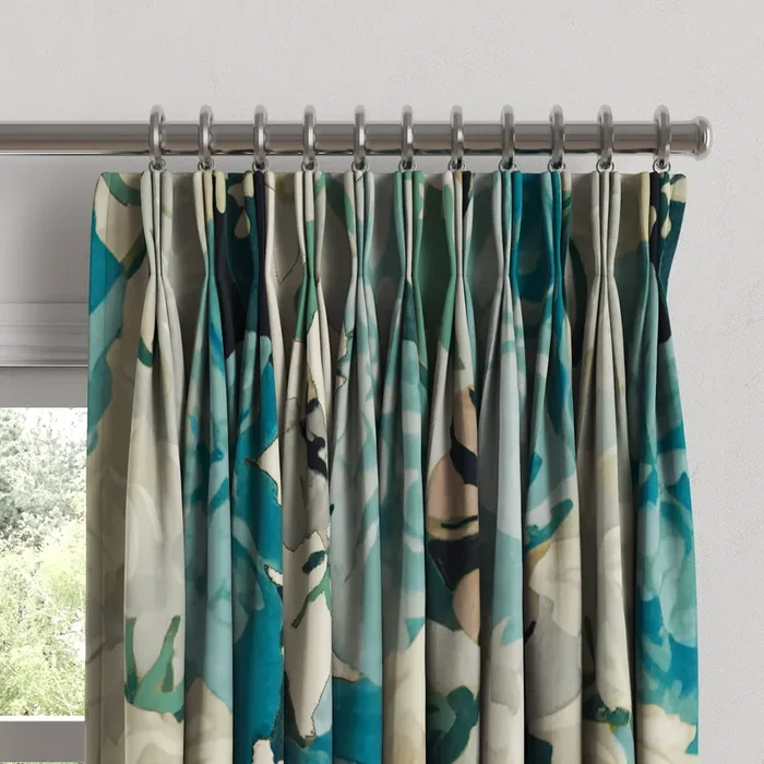 Pinch Pleat Drapery in Garden Tea Time – Blue Haze