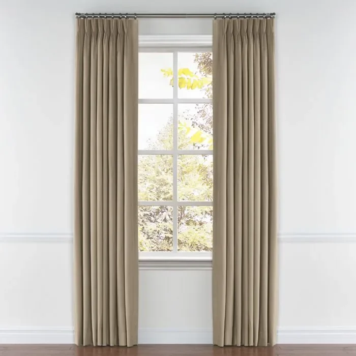 Pinch Pleat Drapery in Lush Linen – Mink