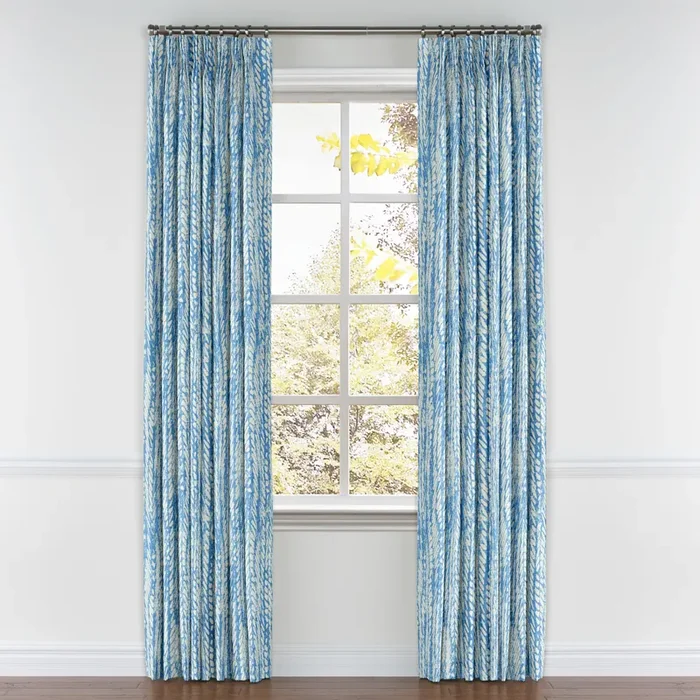 Pinch Pleat Drapery in Rope Walk – Persian Blue
