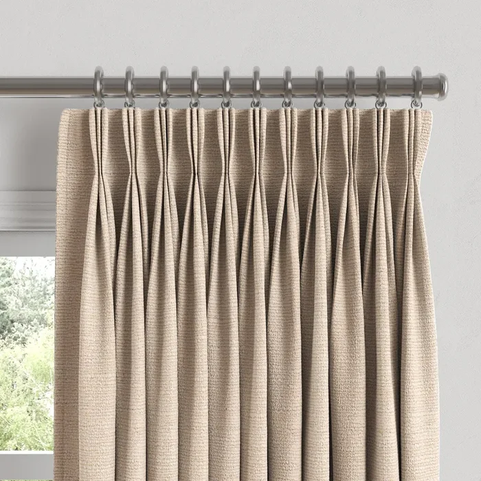 Pinch Pleat Drapery in Slubby Linen – Cream
