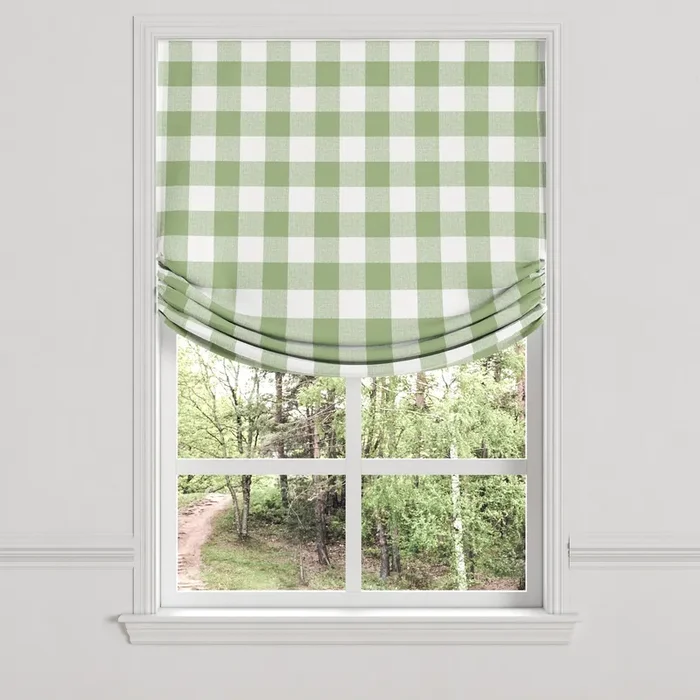 Relaxed Roman Shade in Buffalo Check – Sage