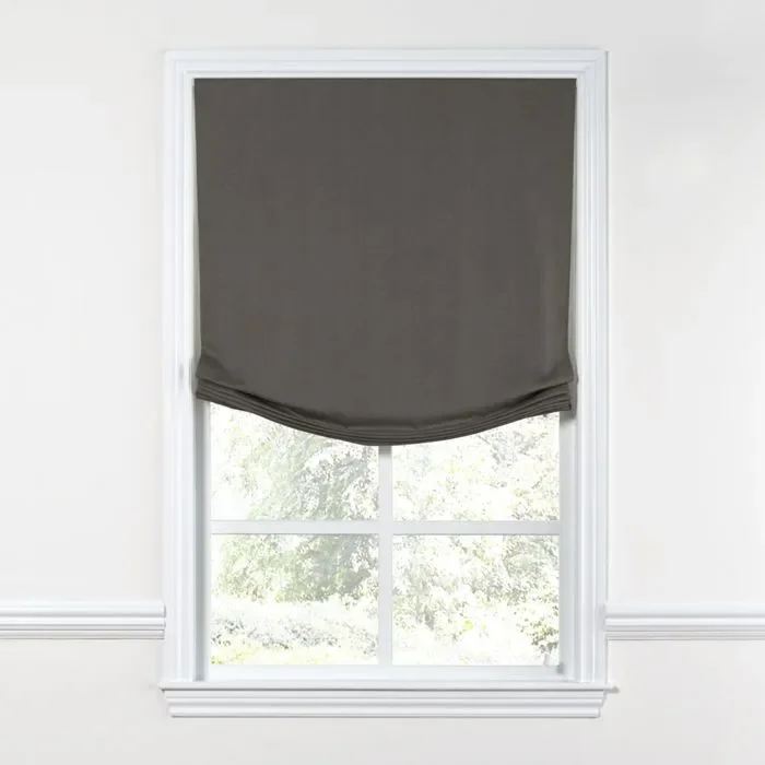 Relaxed Roman Shade in Classic Linen – Smoke