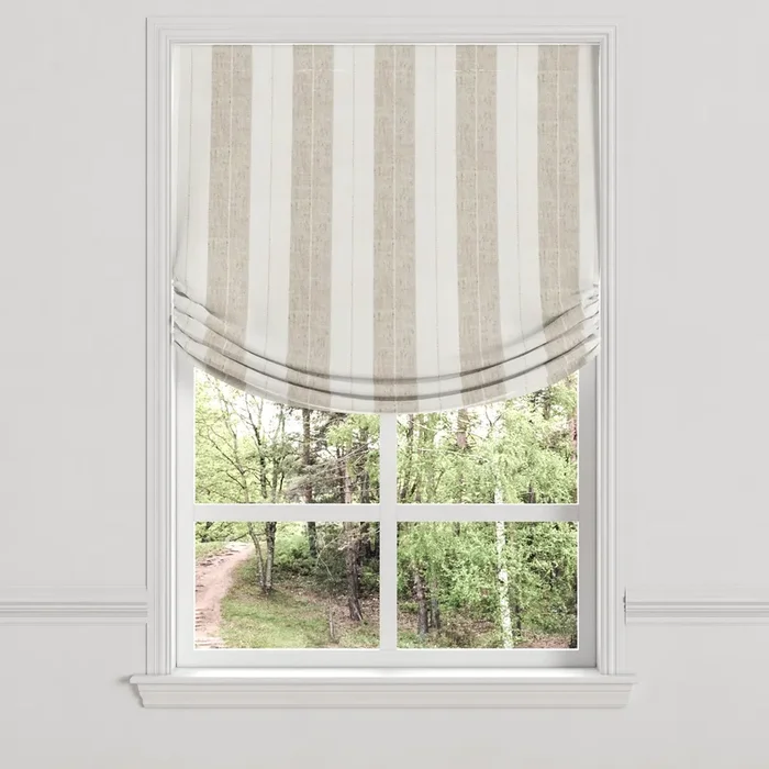 Relaxed Roman Shade in French Laundry Stripe – Champagne