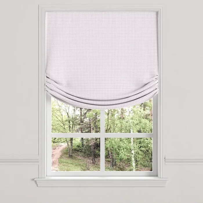 Relaxed Roman Shade in Gingham – Lilac