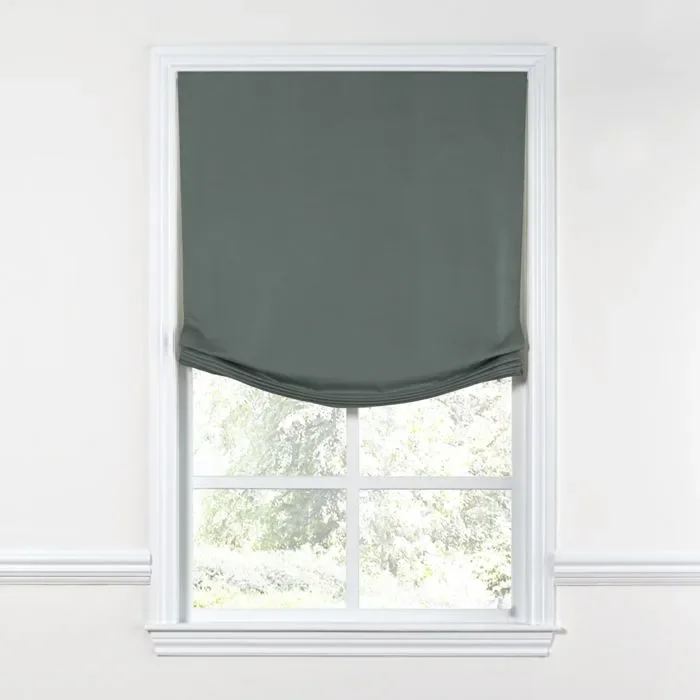 Relaxed Roman Shade in Lush Linen – Charcoal