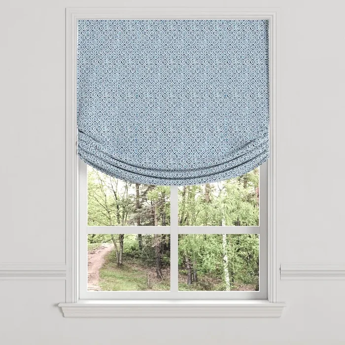 Relaxed Roman Shade in Positive Print – Azure