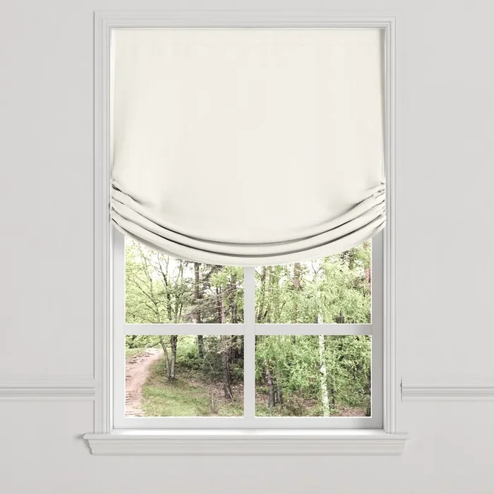 Relaxed Roman Shade in Slubby Linen – White