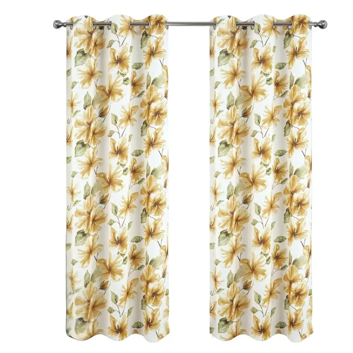 RT Designer Collection April Printed Blackout Luxurious Decorative Grommet Curtain Panel 54″ x 84″ Gold