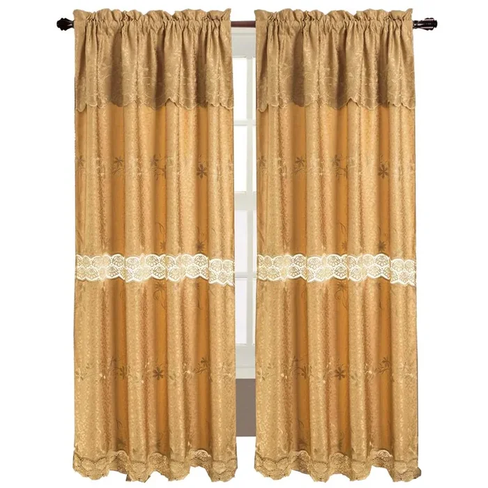 RT Designers Collection Alisa Macrame Rod Pocket Window Room Darkening Panel 54″ x 84″ Gold