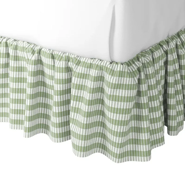 Ruffle Bedskirt in Gingham – Sage