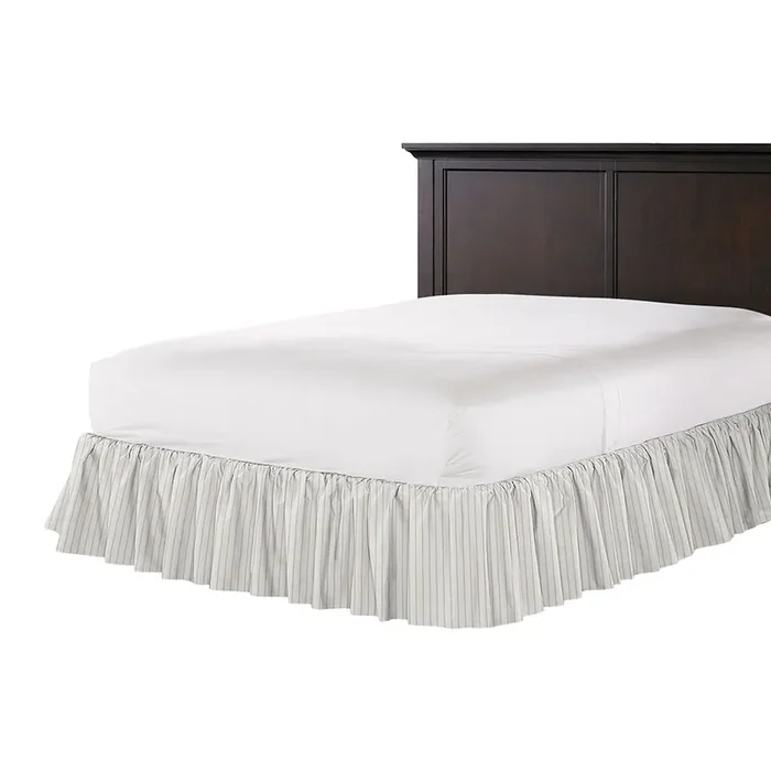 Ruffle Bedskirt in Sand Dollar Stripes