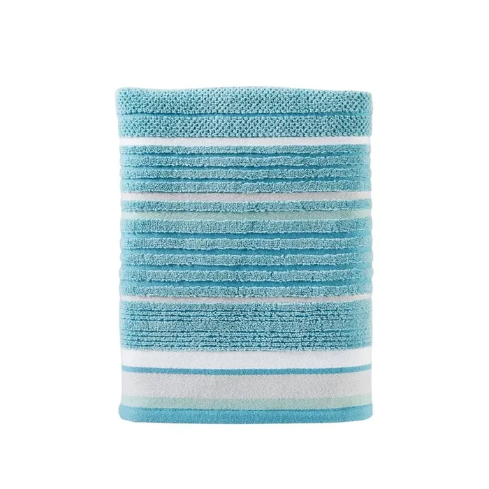 Saturday Knight Ltd Seabrook Stripe Textured And Sculpted Soft Bath Towel – 27×50″, Teal
