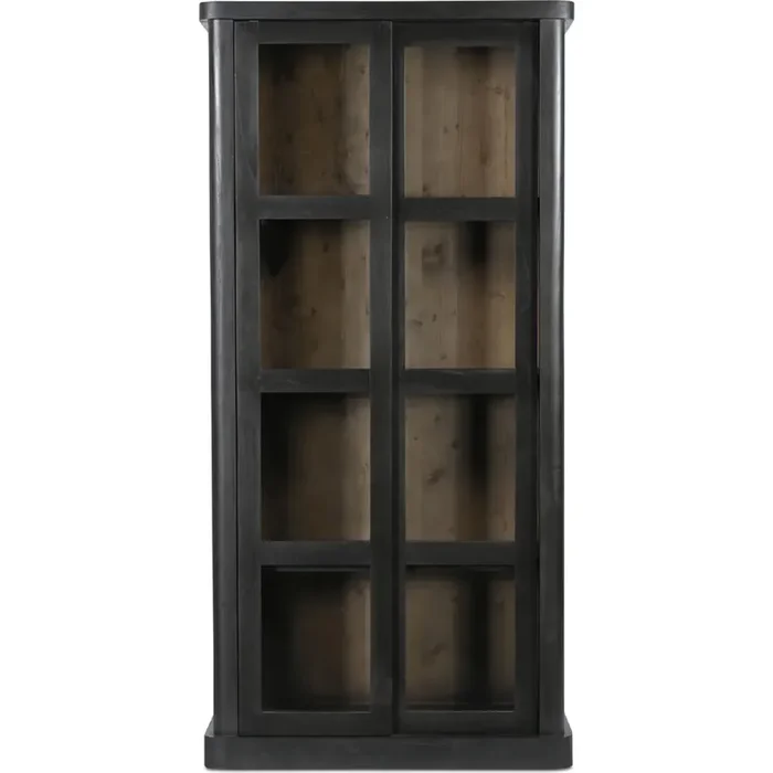 Shop Moe‘s BB-1025-02 Mona Tall Cabinet Black Wood Tempered Glass