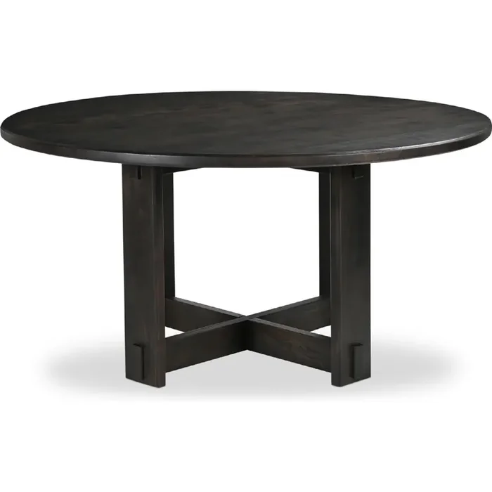 Shop Moe‘s BB-1027-20-0 Glenn 60″ Round Dining Table Dark Brown Finish Neem Wood