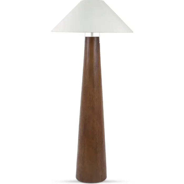 Shop Moe‘s EL-1002-03-0 Odessa Floor Lamp Brown Wood Grain Finish Resin Off White Linen