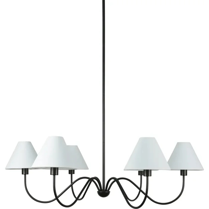 Shop Moe‘s EL-1003-02 Whitney Chandelier Blackened Bronze White Linen