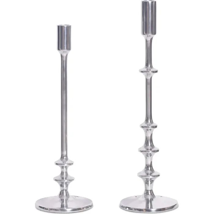 Shop Moe‘s FI-1119-30 Irie Candle Holders Polished Nickel Aluminum (Set of 2)