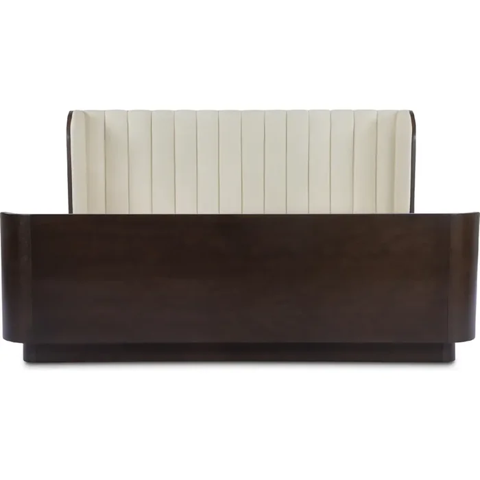 Shop Moe‘s FO-1040-05-0 Scarlette King Sleigh Bed Cream Fabric Dark Birch Veneer