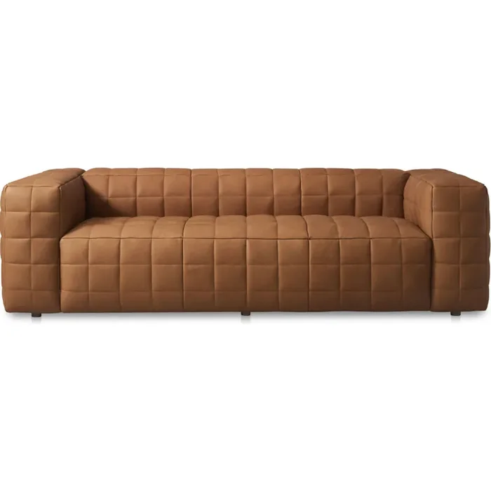 Shop Moe‘s HO-1001-40 Callan Sofa Grid Stitched Tan Brown Aniline Leather