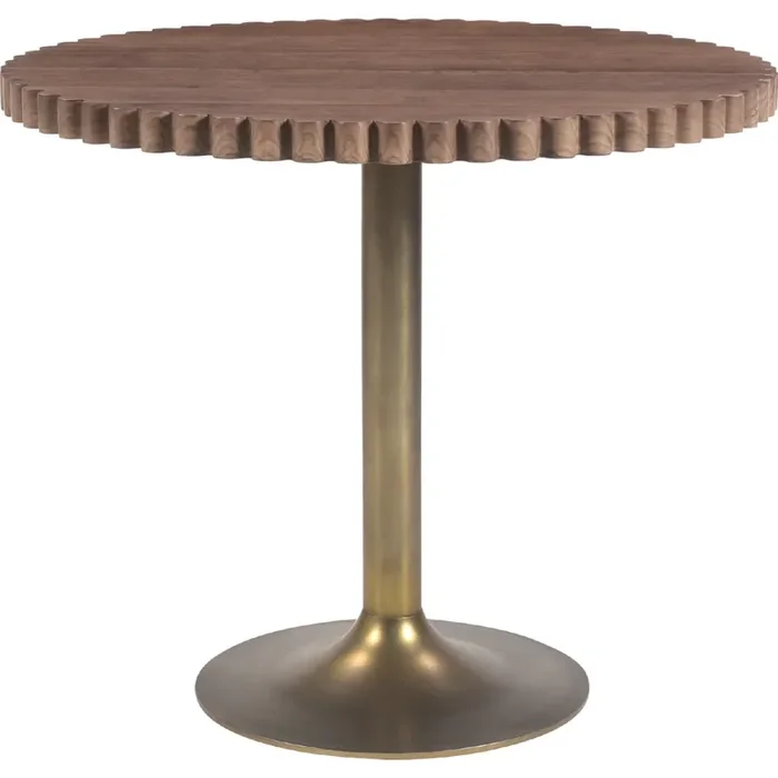 Shop Moe‘s JD-1066-03-0 Nomi Cafe Table Brown Finish Oak Wood Antiqued Brass