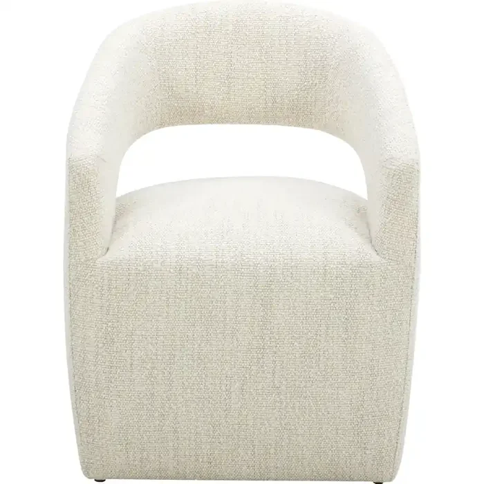 Shop Moe‘s KQ-1024-18-USA Barrow Rolling Dining Chair Pearl White Mist Boucle Fabric