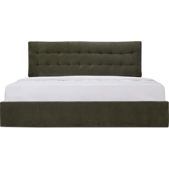 Shop Moe‘s RN-1155-27-0 Sebastion Queen Storage Bed Tufted Green Fabric