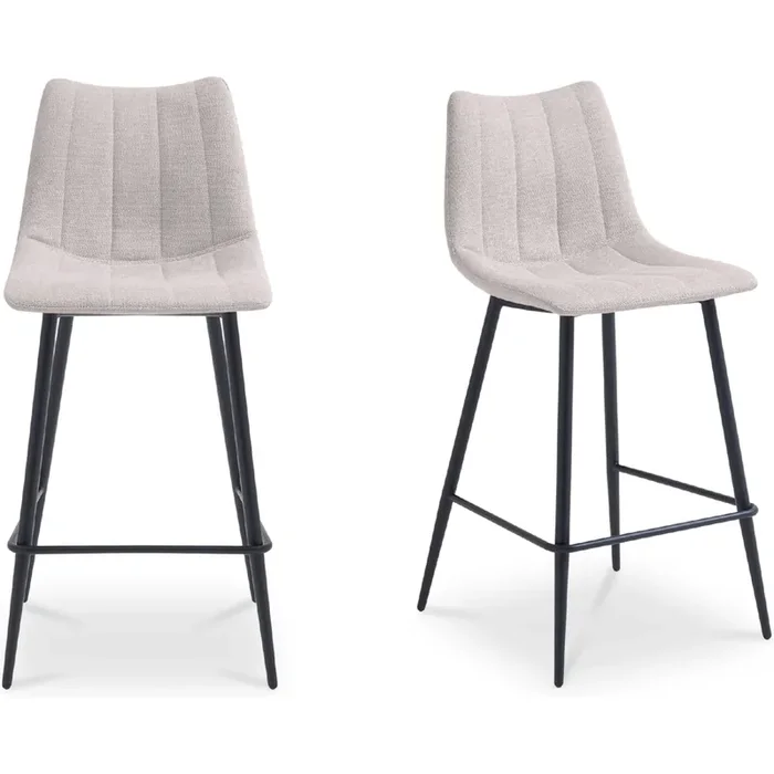Shop Moe‘s UU-1002-34 Alibi Counter Stool Beige Fabric Black Metal (Set of 2)